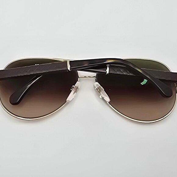 Chanel 4195-Q c. 395/3B Gold Quilted Leather Frame Brown Lens Aviator Sunglasses main image 10